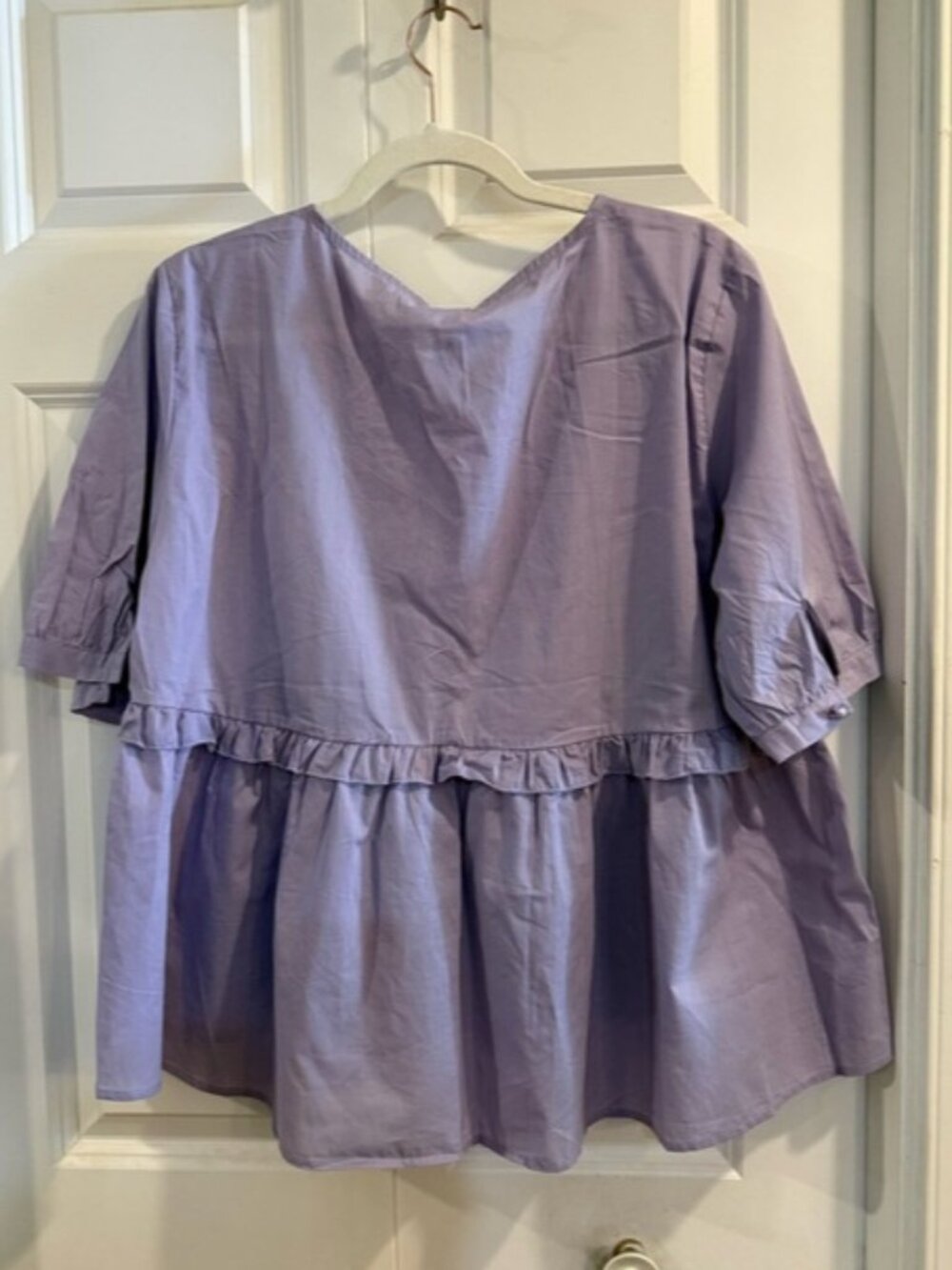 Women's Lavender Button-Front Peplum Top - Picture 2 of 2